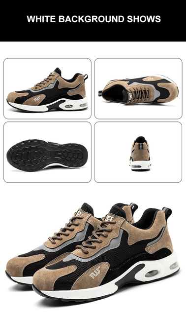 Męskie bezpieczne buty robocze z metalowym noskiem, oddychające i lekkie, podeszwa amortyzacyjna PU, sportowe buty sneakersy - nowość 2021 - Wianko - 22