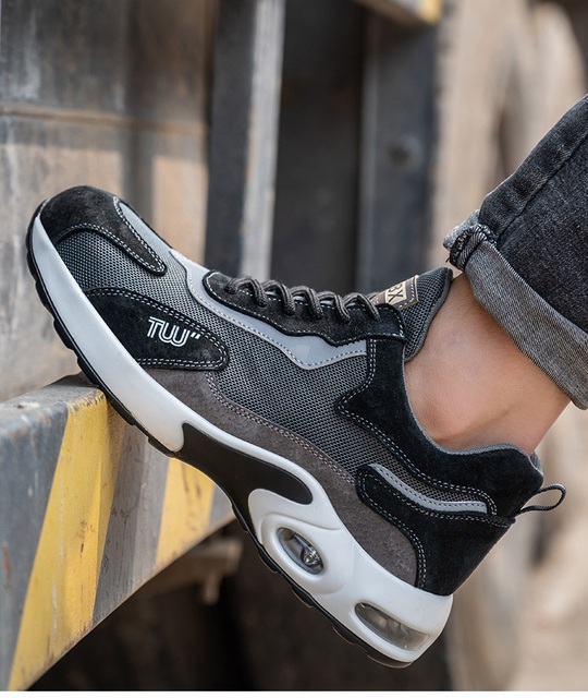 Męskie bezpieczne buty robocze z metalowym noskiem, oddychające i lekkie, podeszwa amortyzacyjna PU, sportowe buty sneakersy - nowość 2021 - Wianko - 20