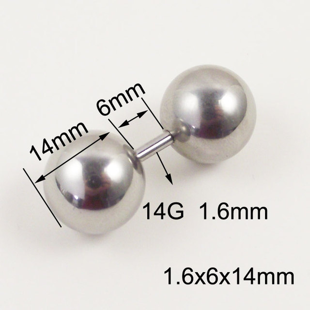 Pierścienie kolczyków przekłuwania uszu PA sutek pochwy - 1 sztuka, 6mm, prosto brzana - Wianko - 1