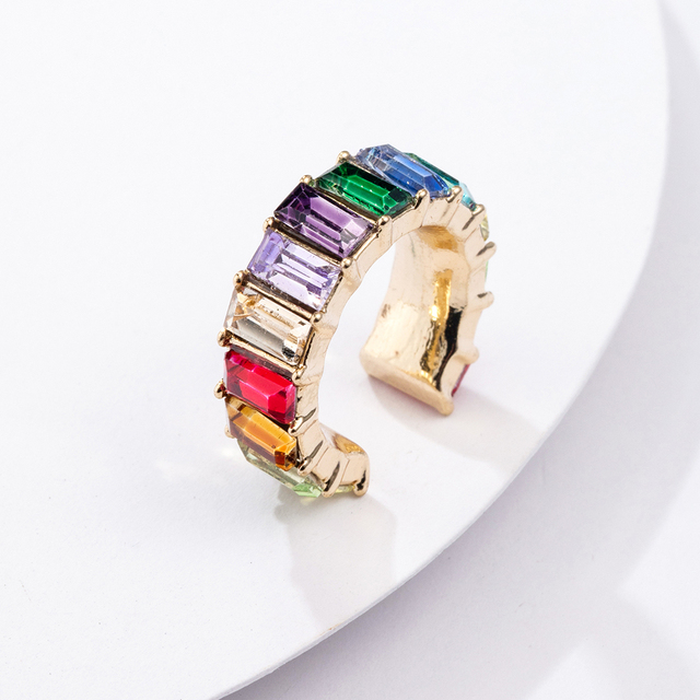 Kolczyki kółka z kolorowymi kryształami - małe, geometryczne, czyszczone, dla kobiet - Wianko - 16
