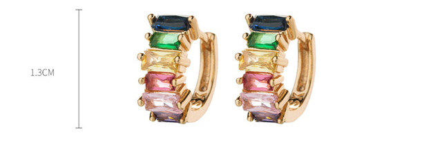 Kolczyki kółka z kolorowymi kryształami - małe, geometryczne, czyszczone, dla kobiet - Wianko - 11