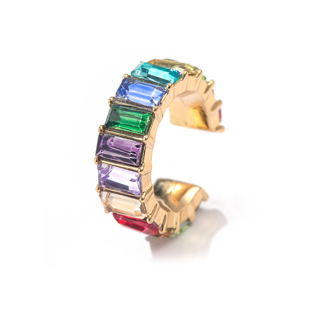 Kolczyki kółka z kolorowymi kryształami - małe, geometryczne, czyszczone, dla kobiet - Wianko - 15