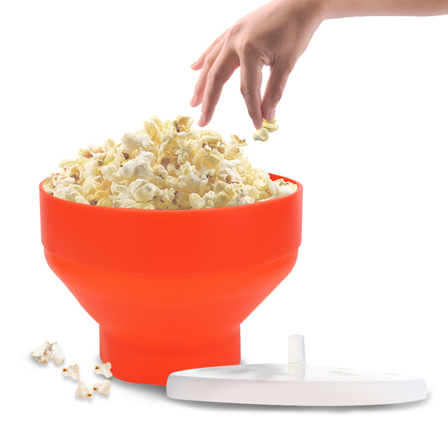 Miska do popcornu - składana kuchenka mikrofalowa z pokrywką i chipsy, idealna na owoce - wysoka jakość, łatwe narzędzia - Wianko - 3