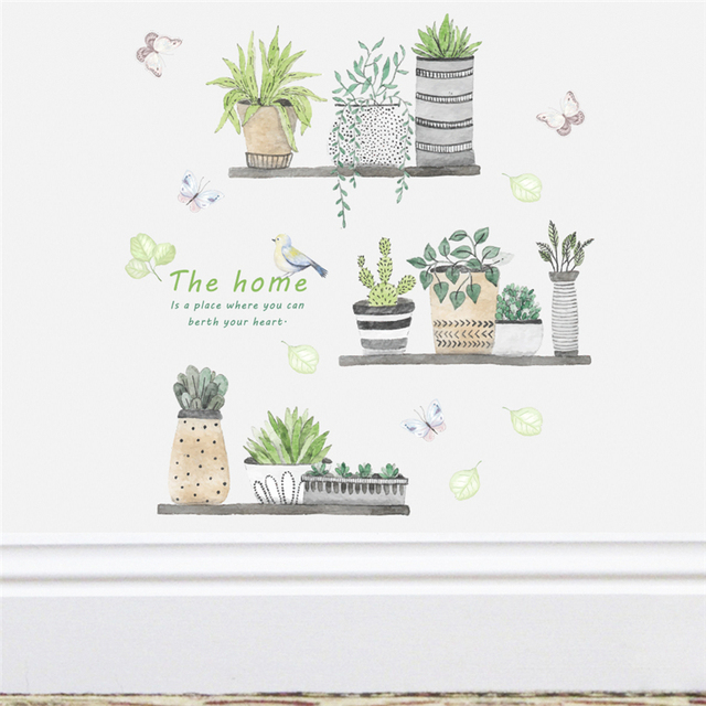 Naklejki ścienne dla dzieci - kreatywne rośliny bonsai z motylkami - wystrój domu, kuchnia, pokoje - PVC, DIY, mural art - Wianko - 2