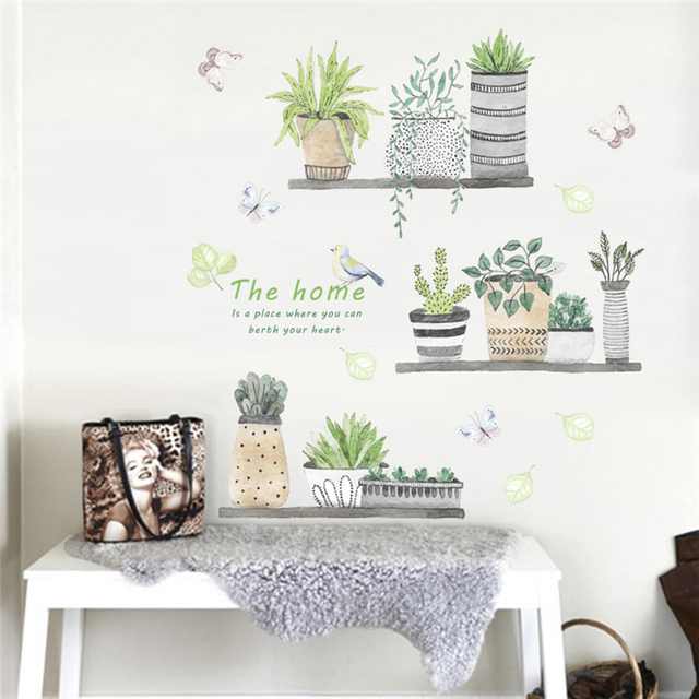 Naklejki ścienne dla dzieci - kreatywne rośliny bonsai z motylkami - wystrój domu, kuchnia, pokoje - PVC, DIY, mural art - Wianko - 1