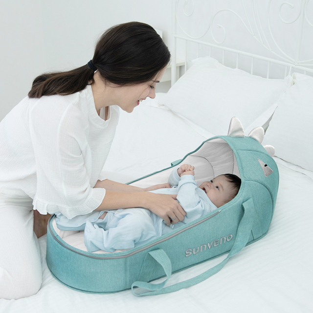 Przenośne łóżeczko Sunveno dla dzieci - łóżeczko turystyczne, transporter i koszyk dla noworodka; idealne dla dzieci 0-12 miesięcy - Wianko - 4
