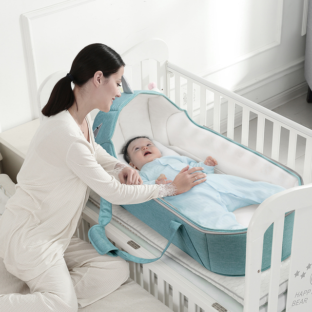 Przenośne łóżeczko Sunveno dla dzieci - łóżeczko turystyczne, transporter i koszyk dla noworodka; idealne dla dzieci 0-12 miesięcy - Wianko - 6