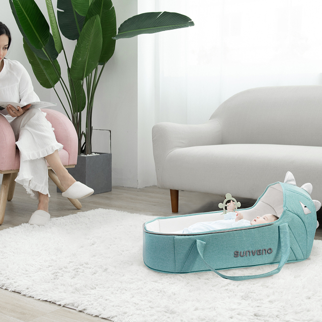 Przenośne łóżeczko Sunveno dla dzieci - łóżeczko turystyczne, transporter i koszyk dla noworodka; idealne dla dzieci 0-12 miesięcy - Wianko - 5