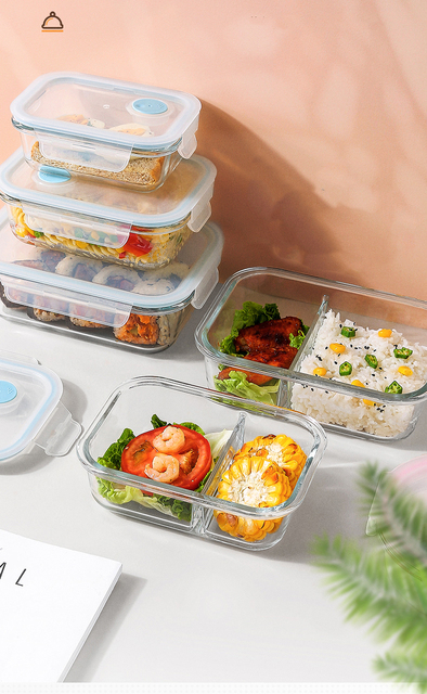 Pudełko na żywność do przenoszenia lunchu i przechowywania owoców oraz warzyw, z pojemnikiem szklanym, szczelnym i mikrofalowym, z torbą piknikową - Wianko - 1