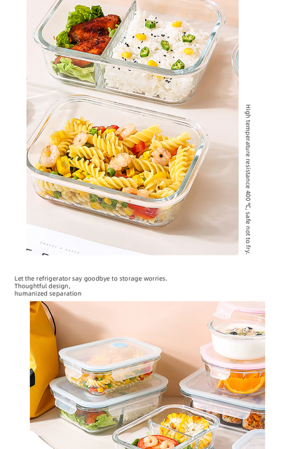 Pudełko na żywność do przenoszenia lunchu i przechowywania owoców oraz warzyw, z pojemnikiem szklanym, szczelnym i mikrofalowym, z torbą piknikową - Wianko - 9
