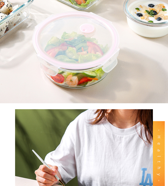 Pudełko na żywność do przenoszenia lunchu i przechowywania owoców oraz warzyw, z pojemnikiem szklanym, szczelnym i mikrofalowym, z torbą piknikową - Wianko - 7