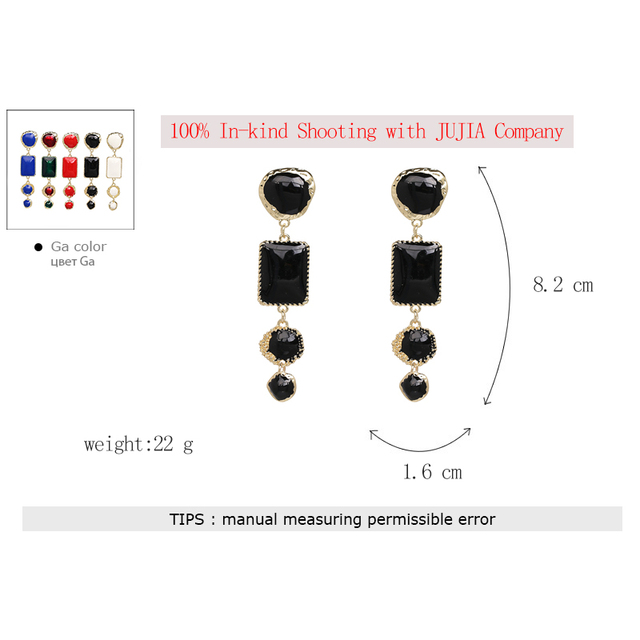 Złote metalowe kolczyki wiszące Boho JUJIA z wypadającymi dżetami - biżuteria damska geometria Statement - Wianko - 38