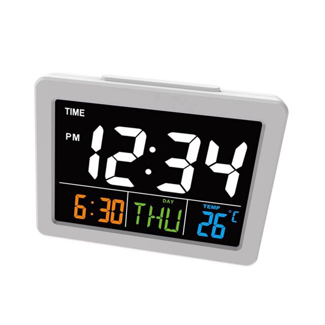 Budzik z wielofunkcyjnym kalendarzem, temperaturą, zegarem LED i dużym wyświetlaczem LCD - Wianko - 9