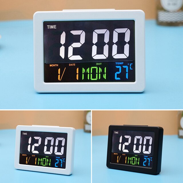 Budzik z wielofunkcyjnym kalendarzem, temperaturą, zegarem LED i dużym wyświetlaczem LCD - Wianko - 6