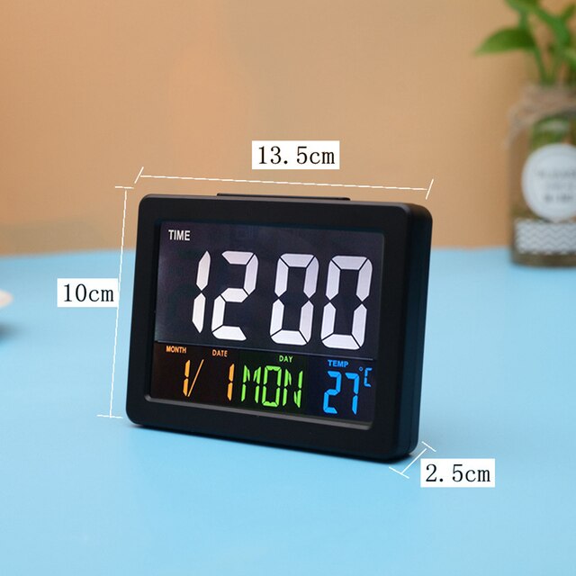 Budzik z wielofunkcyjnym kalendarzem, temperaturą, zegarem LED i dużym wyświetlaczem LCD - Wianko - 4