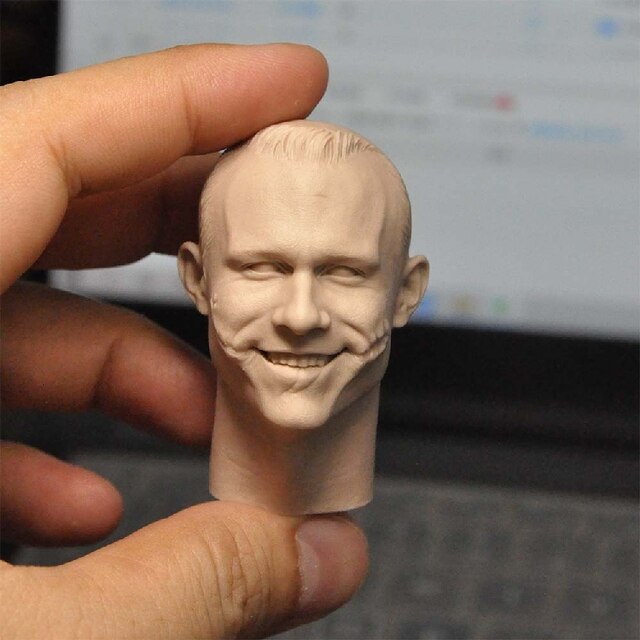 Niepomalowana głowa modelu Heath Ledger w skali 1/6 z uśmiechniętą miną dla figurek o wysokości 12 cali - Wianko - 4