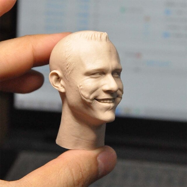 Niepomalowana głowa modelu Heath Ledger w skali 1/6 z uśmiechniętą miną dla figurek o wysokości 12 cali - Wianko - 2