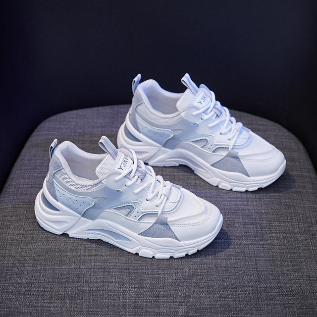 Nowe modne damskie trampki 2021 - białe platformy, wygodne buty letnie, gumowa podeszwa - Wianko - 46