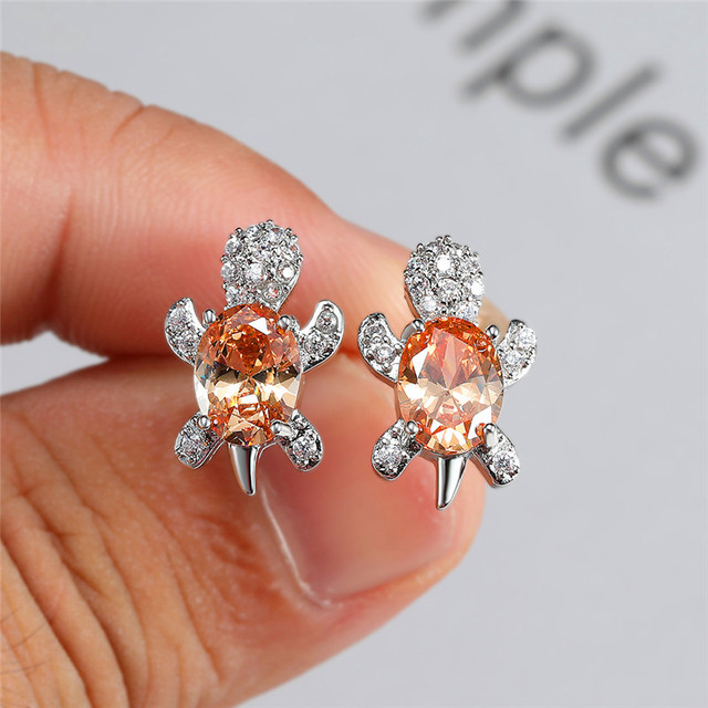 Kolczyki damskie z kryształem w kształcie tęczy, srebrne, sztyfty - Wianko - 1