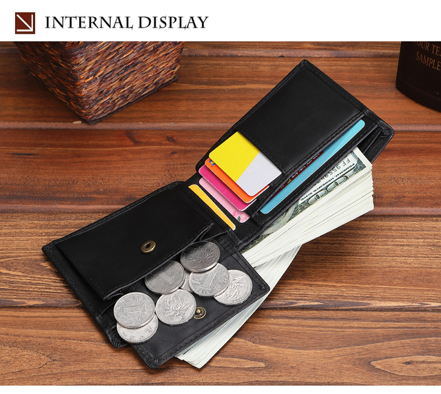 GENODERN Skórzany portfel w stylu włoskim Crazy Horse z kieszenią na monety - brązowy - Wianko - 16