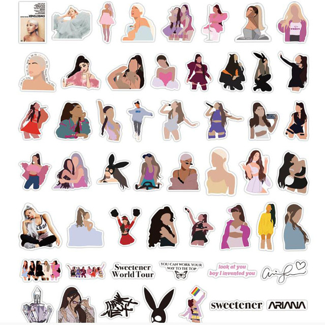 Zestaw 10/50 naklejek Performer Singer Ariana Grande na deskorolkę, lodówkę, gitarę, laptopa, bagaż, motocykl - Cartoon - Wianko - 4
