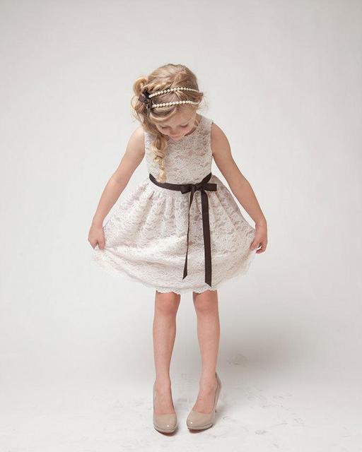 Sukienka koronkowa dla dziewczynek bez rękawów, wzór kwiatowy, idealna na wesele - lato 2020 - Wianko - 3