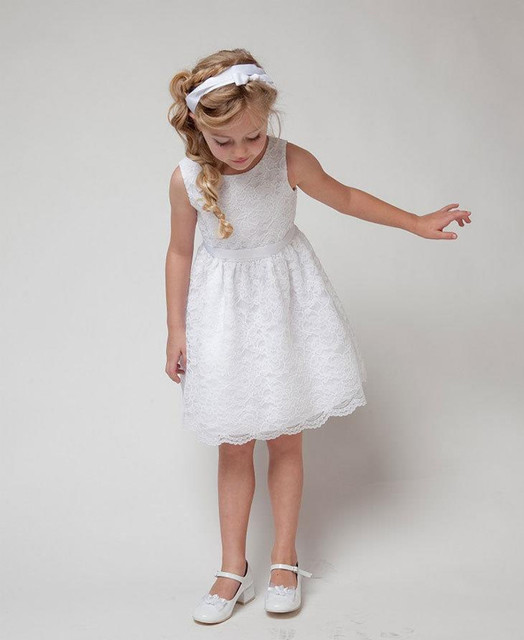Sukienka koronkowa dla dziewczynek bez rękawów, wzór kwiatowy, idealna na wesele - lato 2020 - Wianko - 4