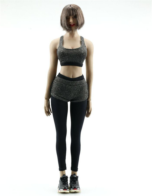 Kobieta żołnierz FA008 - strój do jogi i fitnessu, skala 1/6, szary zestaw 6 częściowy - Wianko - 9