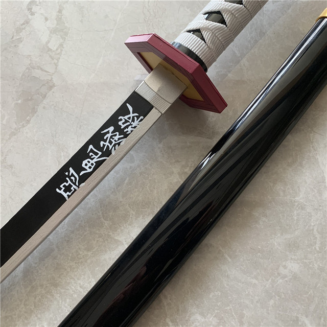 Drewniany miecz Sługi Demonów Kimetsu nie Yaiba Tomioka Giyuu, czarny/fioletowy, model 1:1, długość 75cm - Wianko - 6