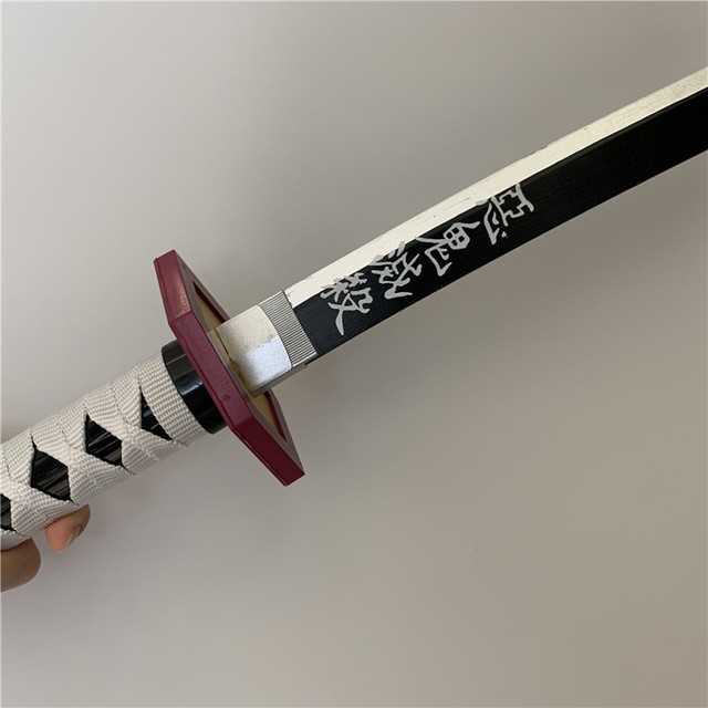 Drewniany miecz Sługi Demonów Kimetsu nie Yaiba Tomioka Giyuu, czarny/fioletowy, model 1:1, długość 75cm - Wianko - 12