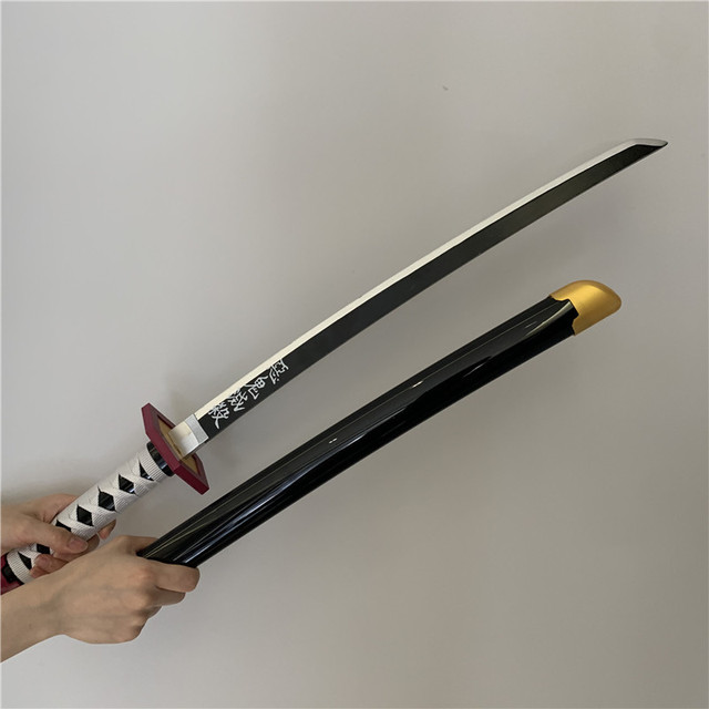 Drewniany miecz Sługi Demonów Kimetsu nie Yaiba Tomioka Giyuu, czarny/fioletowy, model 1:1, długość 75cm - Wianko - 10