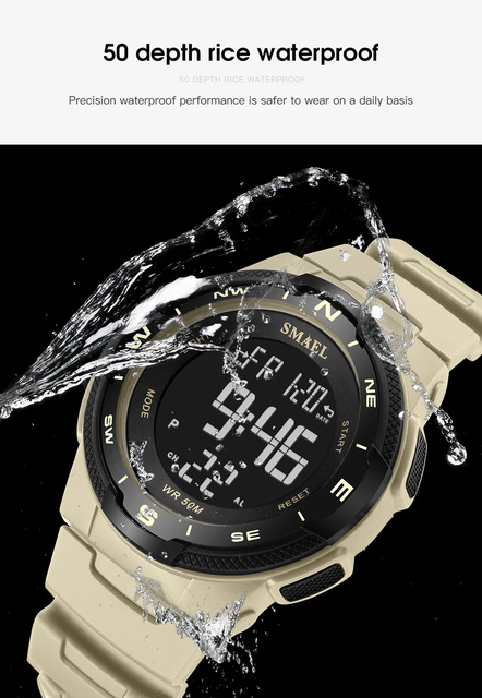 Zegarek sportowy dla mężczyzn SMAEL z wyświetlaczem LED, wodoodporny, relogio reloj 1362B - Wianko - 9
