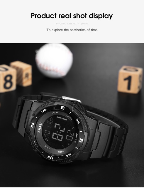 Zegarek sportowy dla mężczyzn SMAEL z wyświetlaczem LED, wodoodporny, relogio reloj 1362B - Wianko - 11