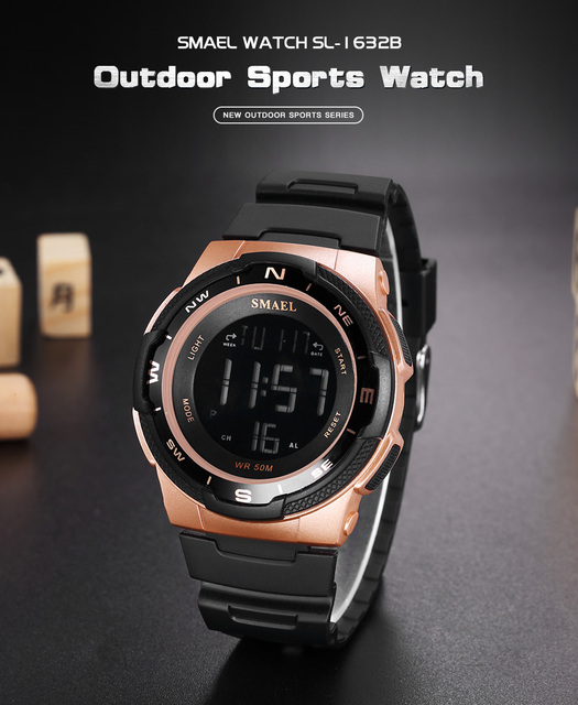 Zegarek sportowy dla mężczyzn SMAEL z wyświetlaczem LED, wodoodporny, relogio reloj 1362B - Wianko - 3