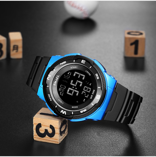 Zegarek sportowy dla mężczyzn SMAEL z wyświetlaczem LED, wodoodporny, relogio reloj 1362B - Wianko - 13