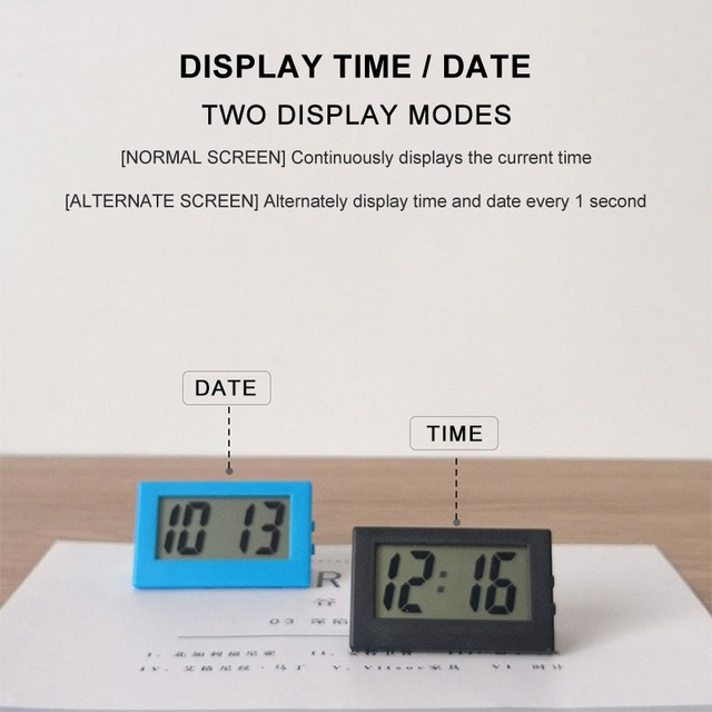 Mini cyfrowa tablica LCD biurkowa z zegarem i wyświetlaczem czasu na pulpit do biura i domu - Wianko - 15