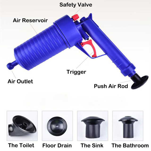 Czyścik do odpływów: Potężny ręczny pistolet wysokiego ciśnienia Air Blaster, idealny do czyszczenia zlewu, toalety i łazienki - Wianko - 6