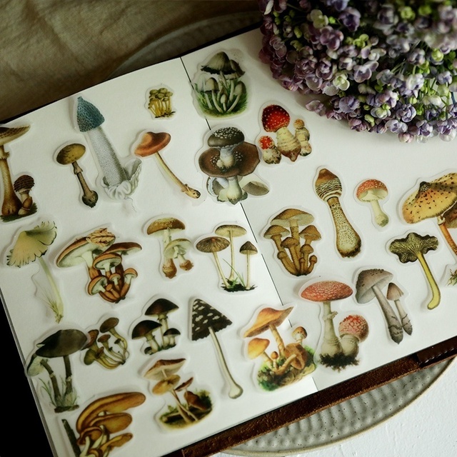 100 sztuk super realistycznych naklejek dekoracyjnych w kształcie grzybów z papierek lakmusowy - idealne do scrapbookingu, kalendarzy i sztuki DIY - Wianko - 8