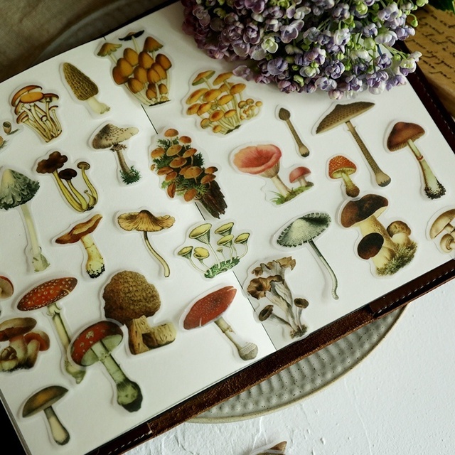 100 sztuk super realistycznych naklejek dekoracyjnych w kształcie grzybów z papierek lakmusowy - idealne do scrapbookingu, kalendarzy i sztuki DIY - Wianko - 9