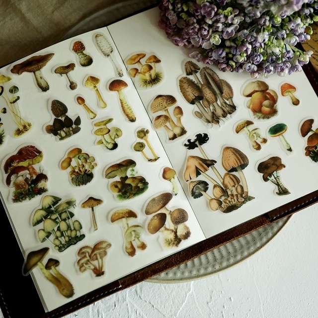 100 sztuk super realistycznych naklejek dekoracyjnych w kształcie grzybów z papierek lakmusowy - idealne do scrapbookingu, kalendarzy i sztuki DIY - Wianko - 12