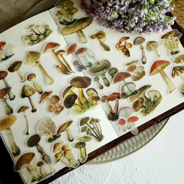 100 sztuk super realistycznych naklejek dekoracyjnych w kształcie grzybów z papierek lakmusowy - idealne do scrapbookingu, kalendarzy i sztuki DIY - Wianko - 13