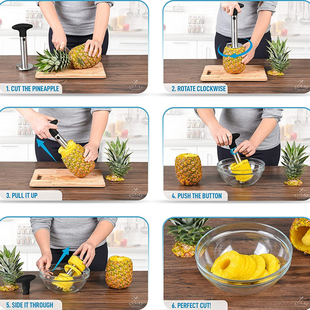 Krajalnica do ananasa ze stali nierdzewnej Parer Tool - spiralna obieraczka do owoców, nóż kuchenny - akcesorium do naczyń w kategorii Krajalnice do ananasów - Wianko - 6