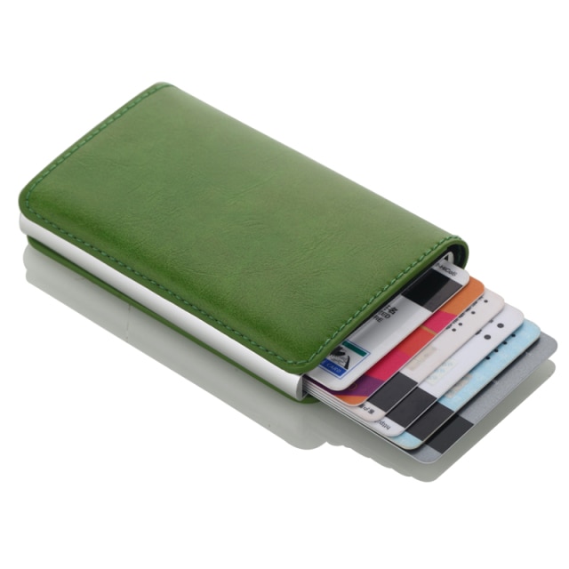 Męskie aluminiowe etui na karty kredytowe Vintage skóra RFID z automatycznym blokowaniem - Wianko - 9