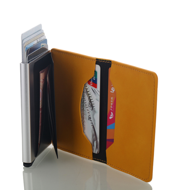 Męskie aluminiowe etui na karty kredytowe Vintage skóra RFID z automatycznym blokowaniem - Wianko - 42
