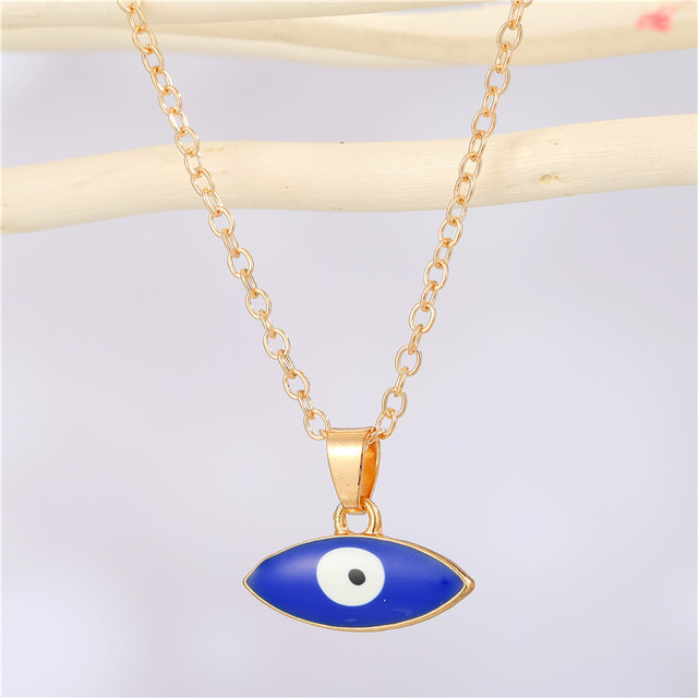 Naszyjnik złotej biżuterii tureckiej – prosty, klasyczny z kryształami złymi oczami i łańcuszkiem choker - Wianko - 8