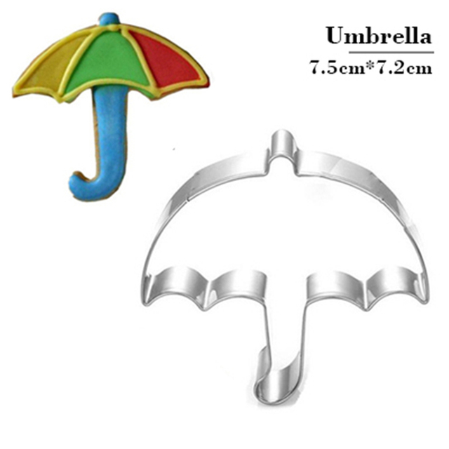 New Arrival - Forma dekoracyjna do lukru plastycznego ze stali nierdzewnej w kształcie parasolki do ciastek, urodziny, herbatniki, pieczęć - Wianko - 2