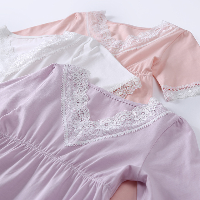 Koszula nocna dziewczynki - koronkowe, krótki rękaw, dekolt sznurowany - Wianko - 22