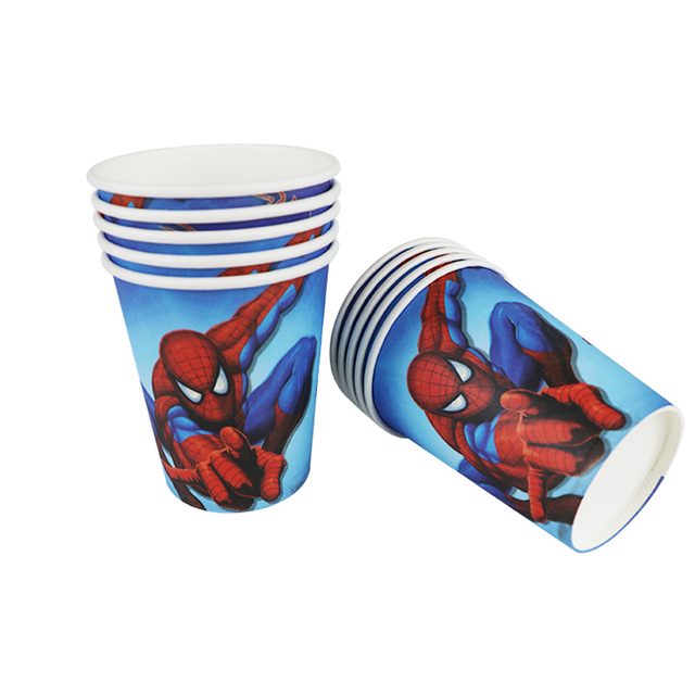 Spiderman Theme 80 sztuk jednorazowych zastaw stołowych - chłopcy urodziny, imprezowe naczynia: kubki, talerze, serwetki, słomki - Wianko - 2