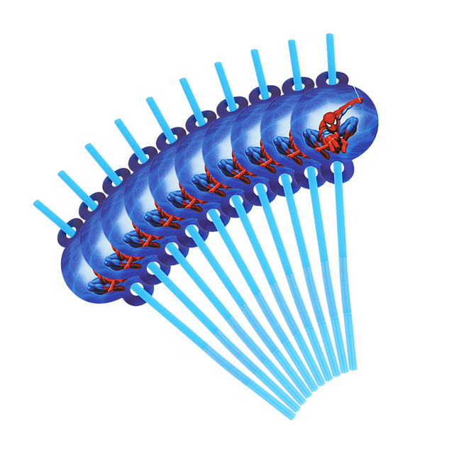 Spiderman Theme 80 sztuk jednorazowych zastaw stołowych - chłopcy urodziny, imprezowe naczynia: kubki, talerze, serwetki, słomki - Wianko - 4