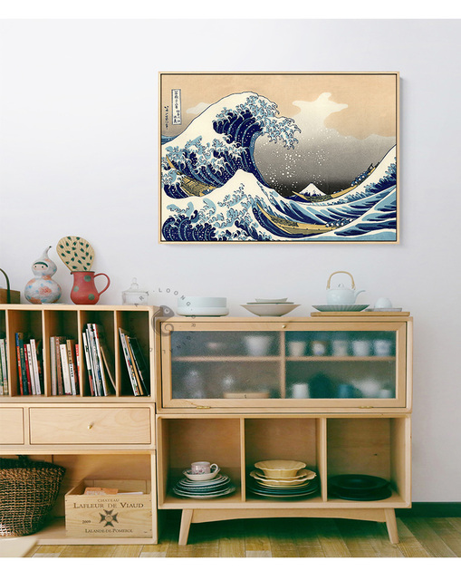 Plakat na płótnie Słynna fala Kanagawa - krajobrazowa dekoracja do salonu w stylu skandynawskim - Wianko - 7